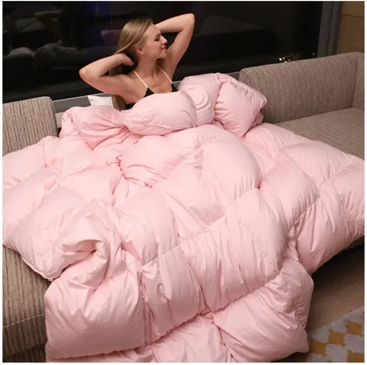 Fluffy Light Down Quilt Hotel White Goose Down Blanket for One or Two People Four Seasons Universal Thick Winter Quilts Core