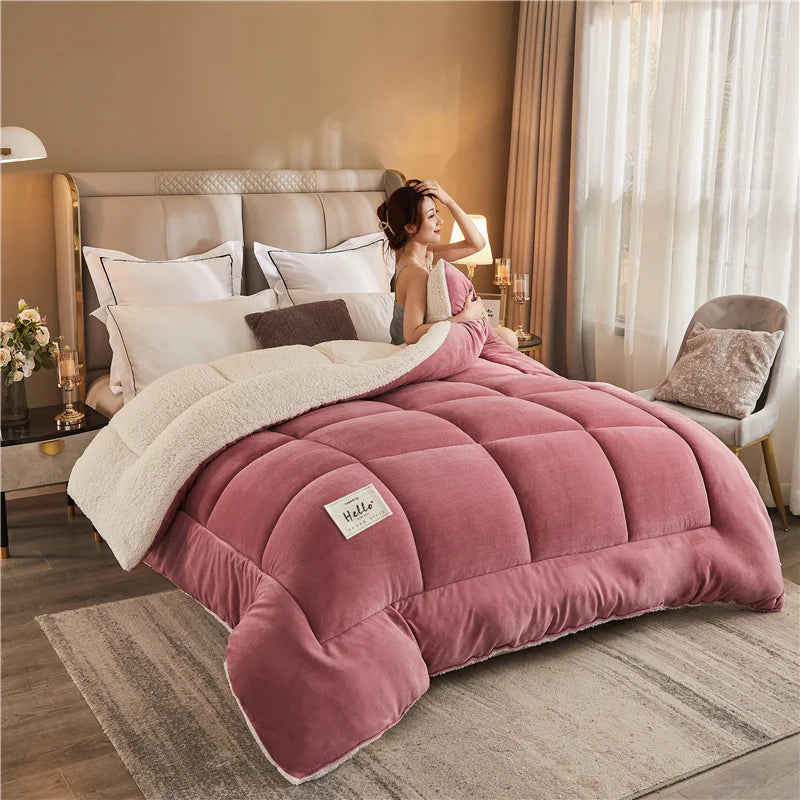 New Thick Milk Fleece Warm Blanket for Winter Artificial Lamb Cashmere Duvet Comforter Soft Warmth Weighted Blankets Quilt Core