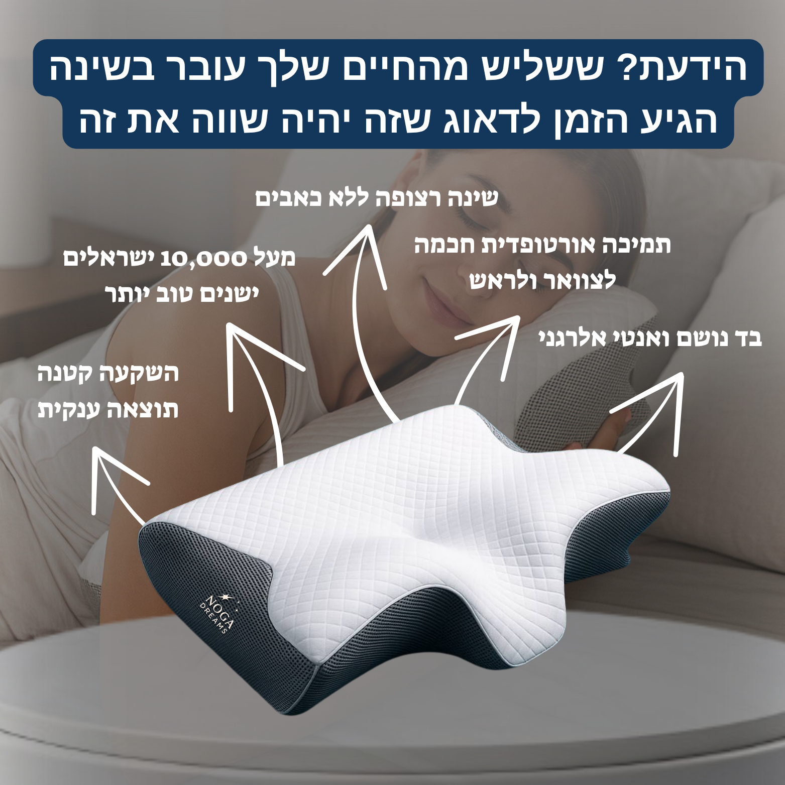 כרית האיזון של NOGA DREAMS – סוף סוף שינה עמוקה בלי כאבי צוואר