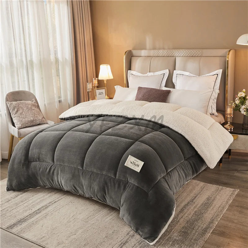 New Thick Milk Fleece Warm Blanket for Winter Artificial Lamb Cashmere Duvet Comforter Soft Warmth Weighted Blankets Quilt Core