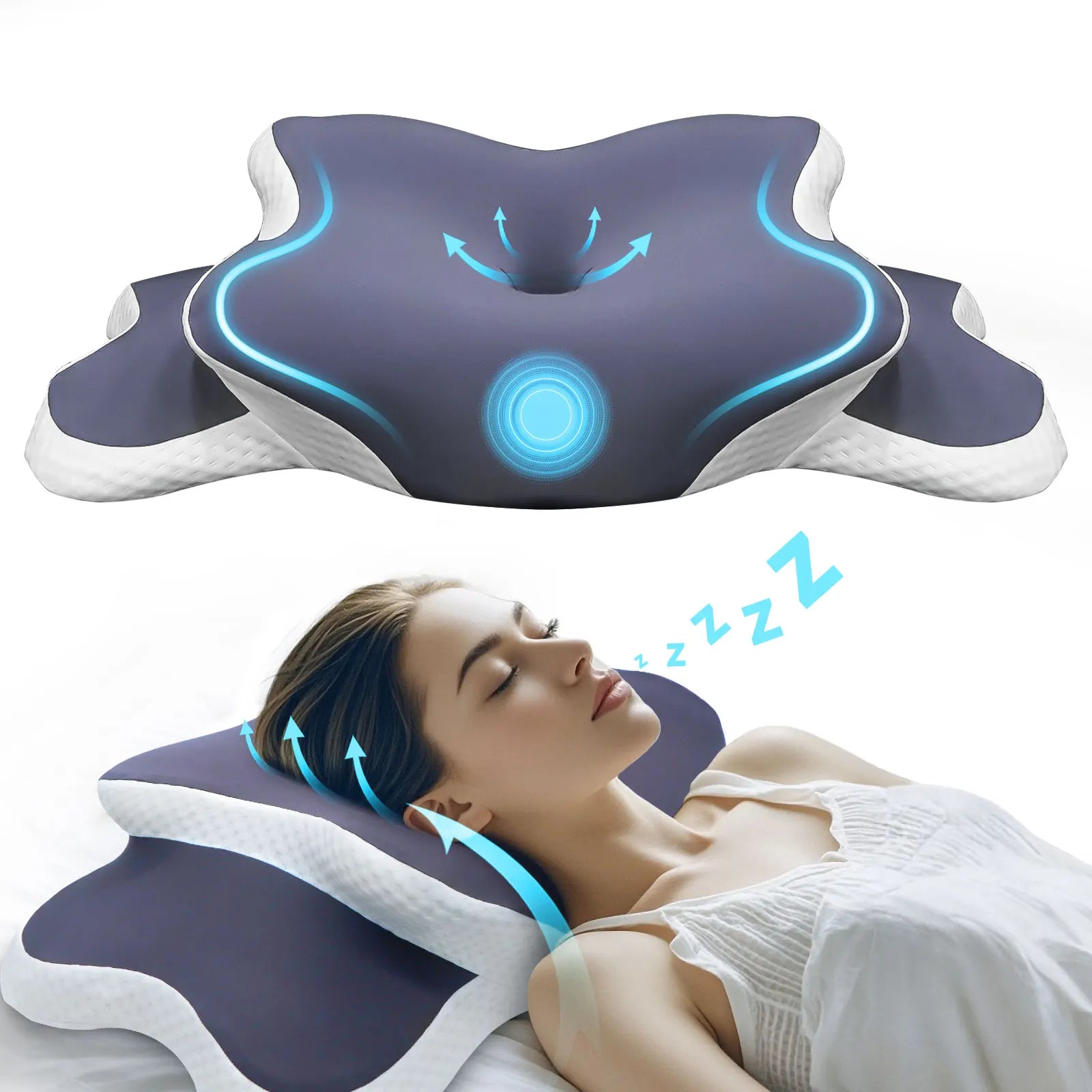 Memory Foam Pillow Cervical Pillow Neck Pain Relief Contour Ergonomic Orthopedic Neck Support for Side Back Stomach Sleeper Gift