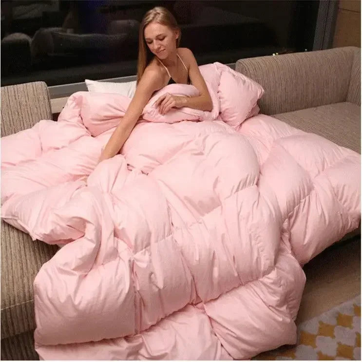 Fluffy Light Down Quilt Hotel White Goose Down Blanket for One or Two People Four Seasons Universal Thick Winter Quilts Core